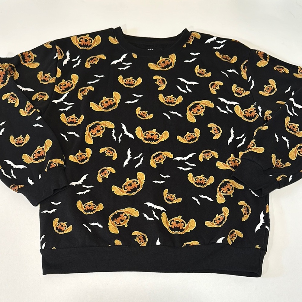 DISNEY LILO AND STITCH HALLOWEEN PUMPKIN SWEATER
